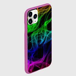 Чехол iPhone 11 Pro матовый Разноцветный неоновый дым, цвет: 3D-фиолетовый — фото 2