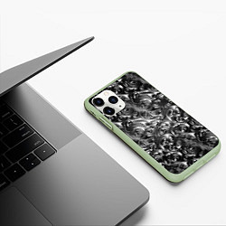 Чехол iPhone 11 Pro матовый Стальные узоры, цвет: 3D-салатовый — фото 2