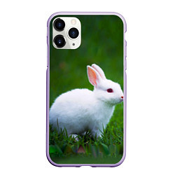 Чехол iPhone 11 Pro матовый Кролик на фоне травы, цвет: 3D-светло-сиреневый