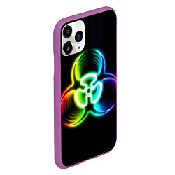 Чехол iPhone 11 Pro матовый Biohazard - неоновый знак, цвет: 3D-фиолетовый — фото 2