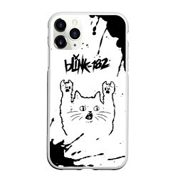 Чехол iPhone 11 Pro матовый Blink 182 рок кот на светлом фоне, цвет: 3D-белый