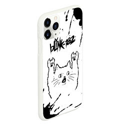 Чехол iPhone 11 Pro матовый Blink 182 рок кот на светлом фоне, цвет: 3D-белый — фото 2