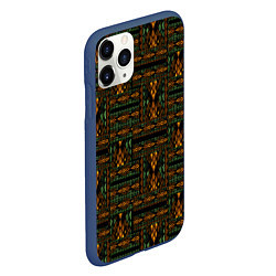 Чехол iPhone 11 Pro матовый Пэчворк из лоскутов змеиной кожи Имитация, цвет: 3D-тёмно-синий — фото 2