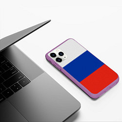 Чехол iPhone 11 Pro матовый Триколор - флаг России плетёный, цвет: 3D-фиолетовый — фото 2