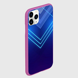 Чехол iPhone 11 Pro матовый Глубокий синий с неоновыми полосами, цвет: 3D-фиолетовый — фото 2