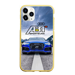 Чехол iPhone 11 Pro матовый Audi ABT - sportsline на трассе, цвет: 3D-желтый