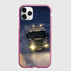 Чехол iPhone 11 Pro матовый Для фуры Scania нет преград, цвет: 3D-малиновый