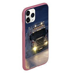 Чехол iPhone 11 Pro матовый Для фуры Scania нет преград, цвет: 3D-малиновый — фото 2