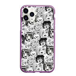Чехол iPhone 11 Pro матовый Разные девушки Ахегао, цвет: 3D-фиолетовый