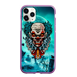 Чехол iPhone 11 Pro матовый Злой клоун - хэллоуин, цвет: 3D-фиолетовый