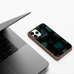 Чехол iPhone 11 Pro матовый Геометрические тёмные кубы, цвет: 3D-коричневый — фото 2