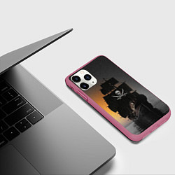 Чехол iPhone 11 Pro матовый Пиратский фрегат, цвет: 3D-малиновый — фото 2