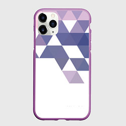 Чехол iPhone 11 Pro матовый Розово-фиолетовый паттерн и белый фон, цвет: 3D-фиолетовый