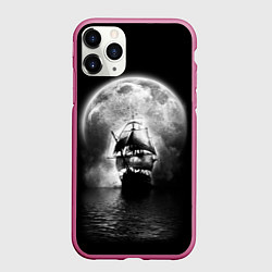 Чехол iPhone 11 Pro матовый Корабль в ночи, цвет: 3D-малиновый