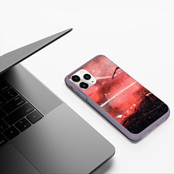 Чехол iPhone 11 Pro матовый Красный туман, царапины и краски, цвет: 3D-серый — фото 2