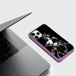 Чехол iPhone 11 Pro матовый Кибер девушка самурай, цвет: 3D-фиолетовый — фото 2