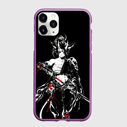 Чехол iPhone 11 Pro матовый Кибер девушка самурай, цвет: 3D-фиолетовый