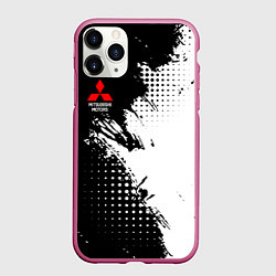 Чехол iPhone 11 Pro матовый Mitsubishi - черно-белая абстракция, цвет: 3D-малиновый