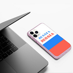 Чехол iPhone 11 Pro матовый Цвета флага России Russia, цвет: 3D-розовый — фото 2