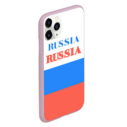 Чехол iPhone 11 Pro матовый Цвета флага России Russia, цвет: 3D-розовый — фото 2