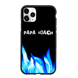 Чехол iPhone 11 Pro матовый Papa Roach blue fire, цвет: 3D-черный