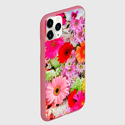 Чехол iPhone 11 Pro матовый Colorful chrysanthemums, цвет: 3D-малиновый — фото 2