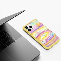 Чехол iPhone 11 Pro матовый Капли солнечного света абстракция, цвет: 3D-желтый — фото 2