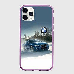 Чехол iPhone 11 Pro матовый Крутая бэха мчится по лесной дороге, цвет: 3D-фиолетовый