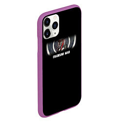 Чехол iPhone 11 Pro матовый Человек-бензопила Макима на фоне кругов, цвет: 3D-фиолетовый — фото 2