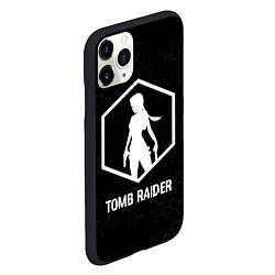 Чехол iPhone 11 Pro матовый Tomb Raider glitch на темном фоне, цвет: 3D-черный — фото 2