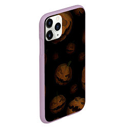 Чехол iPhone 11 Pro матовый Парящие тыквы Джека, цвет: 3D-сиреневый — фото 2