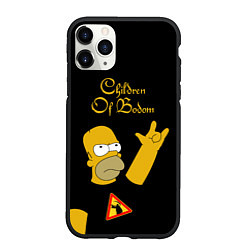 Чехол iPhone 11 Pro матовый Children of Bodom Гомер Симпсон рокер, цвет: 3D-черный