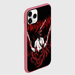 Чехол iPhone 11 Pro матовый Человек бензопила в ярости, цвет: 3D-малиновый — фото 2