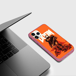 Чехол iPhone 11 Pro матовый DOOM - Doomguy, цвет: 3D-малиновый — фото 2