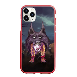Чехол iPhone 11 Pro матовый Скальпель волка на девушке, цвет: 3D-красный