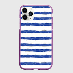 Чехол iPhone 11 Pro матовый Рыбы в полоску, цвет: 3D-фиолетовый