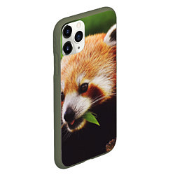 Чехол iPhone 11 Pro матовый Красная милая панда, цвет: 3D-темно-зеленый — фото 2