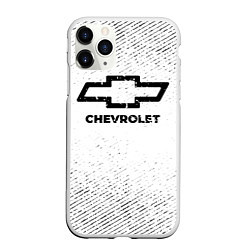 Чехол iPhone 11 Pro матовый Chevrolet с потертостями на светлом фоне, цвет: 3D-белый