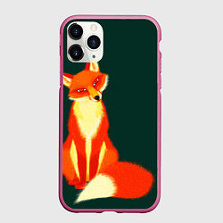 Чехол iPhone 11 Pro матовый Лиса, цвет: 3D-малиновый