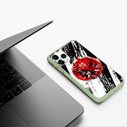 Чехол iPhone 11 Pro матовый Киберпанк 2077 белый арт, цвет: 3D-салатовый — фото 2