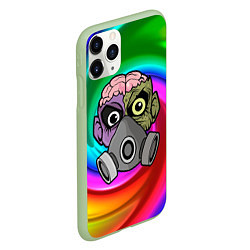 Чехол iPhone 11 Pro матовый Зомби в распираторе, цвет: 3D-салатовый — фото 2