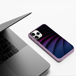 Чехол iPhone 11 Pro матовый Спиральные тёмные пластины, цвет: 3D-сиреневый — фото 2