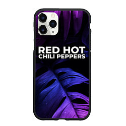 Чехол iPhone 11 Pro матовый Red Hot Chili Peppers neon monstera, цвет: 3D-черный