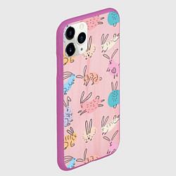 Чехол iPhone 11 Pro матовый Много кроликов, цвет: 3D-фиолетовый — фото 2