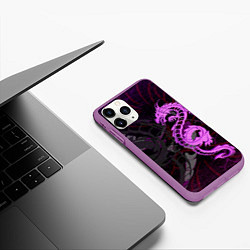 Чехол iPhone 11 Pro матовый Неоновый дракон purple dragon, цвет: 3D-фиолетовый — фото 2