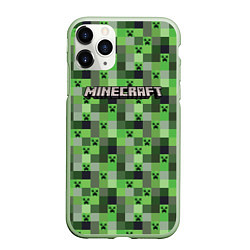 Чехол iPhone 11 Pro матовый Minecraft - пиксельные лица, цвет: 3D-салатовый