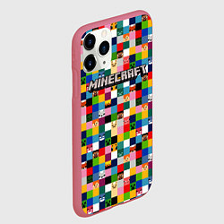 Чехол iPhone 11 Pro матовый Minecraft - пиксельные персонажи, цвет: 3D-малиновый — фото 2