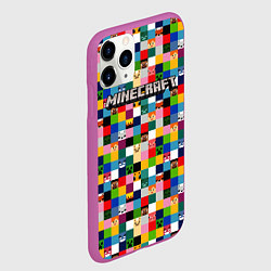 Чехол iPhone 11 Pro матовый Minecraft - пиксельные персонажи, цвет: 3D-фиолетовый — фото 2