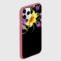 Чехол iPhone 11 Pro матовый Лилии, цвет: 3D-малиновый — фото 2