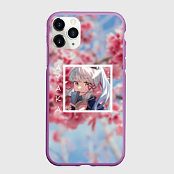 Чехол iPhone 11 Pro матовый Камисато Аяка в квадрате, цвет: 3D-фиолетовый